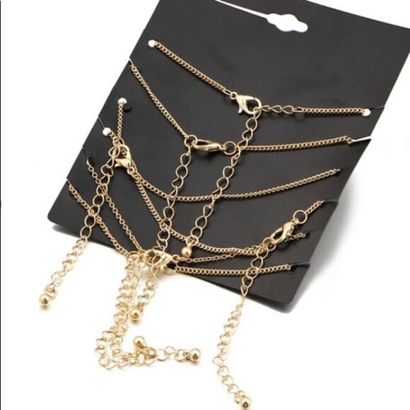 NEW Set of 6 gold bracelets / anklets heart, bar, Infiniti, lock, adjustable… - Picture 4 of 5